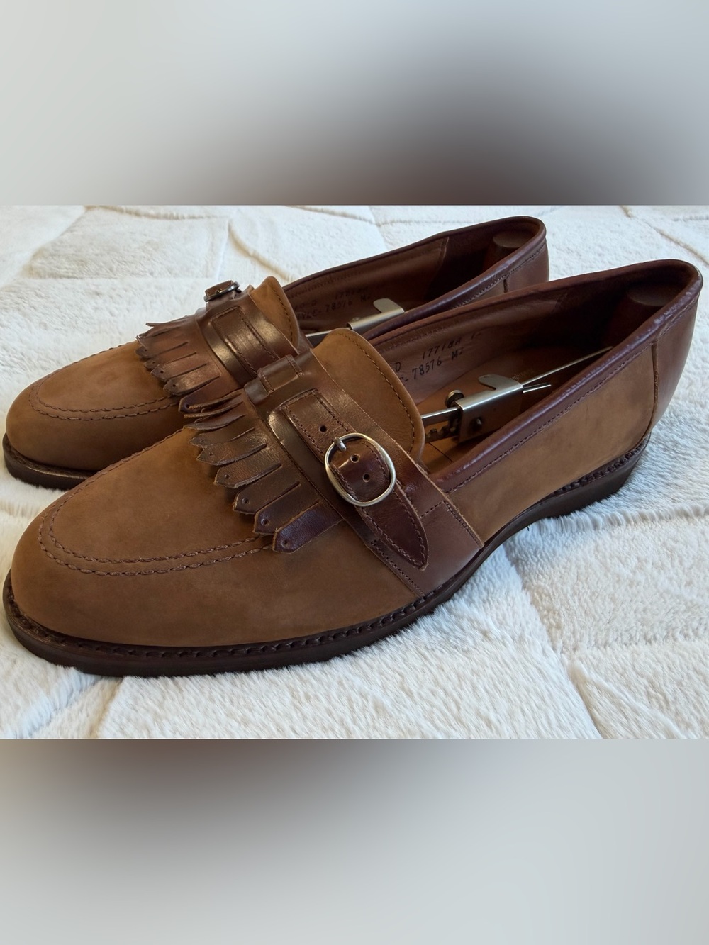 VINTAGE 1982 NEW! Deadstock USA FootJoy Classics Brown Kiltie Fringe Loafers 10 - Picture 1 of 10